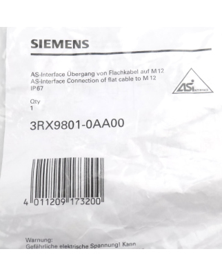 Siemens AS-Interface M12 Abzweig 3RX9801-0AA00 OVP