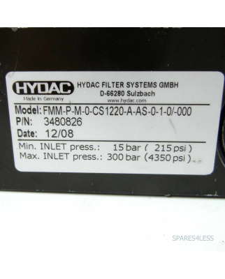 Hydac Verschmutzungsmessgerätmodul FMM-P-M-0-CS1220-A-AS-0-1-0/-000 3480826 NOV