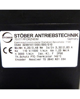 Stöber Drehstrom-Servomotor ES44 3239107/000/000/010 NOV