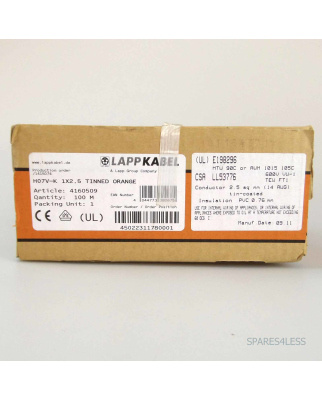 Lappkabel Multi-Standard H07V-K 1X2,5 Tinned Orange 4160509 100m OVP