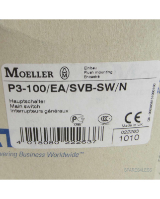 Klöckner Moeller Hauptschalter P3-100/EA/SVB-SW/N 022263 OVP