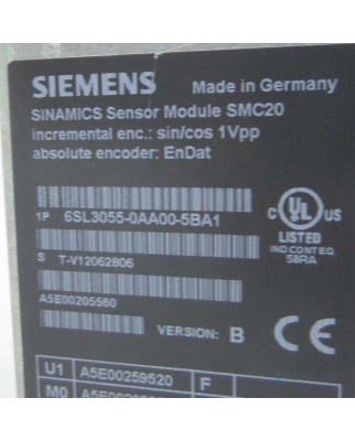 Siemens Sinamics Sensor Module SMC20 6SL3055-0AA00-5BA1 GEB