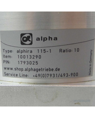 alpha Planetengetriebe alphira 115-1 10013290 10013288 Ratio=10 GEB