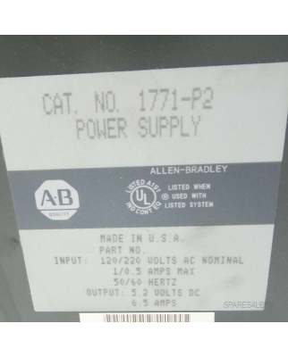Allen Bradley Power Supply 1771-P2 75VA GEB