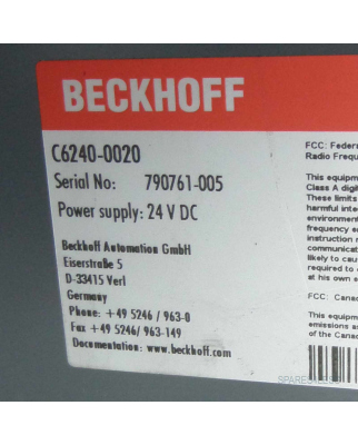 Beckhoff Schaltschrank-Industrie-PC C6240-0020 GEB