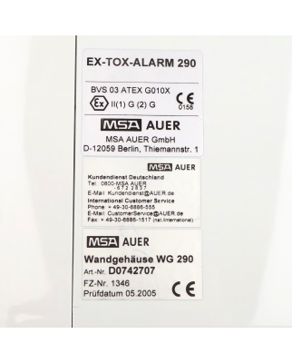 MSA Auer Ex-Tox-Alarm 290 WG290 D0742707 GEB