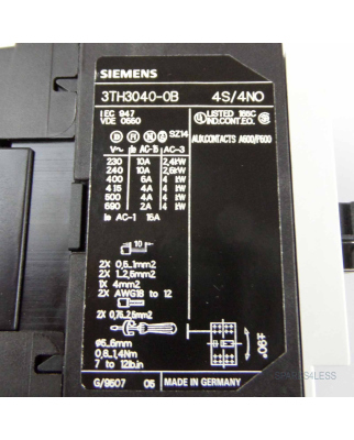 Siemens Schütz Hilfsschütz 3TH3040-0BB4 NOV
