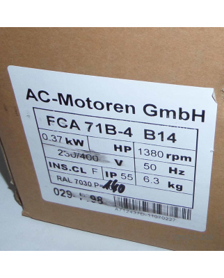 AC-Motoren GmbH Drehstrom Motor FCA71B-4 0,37kW OVP