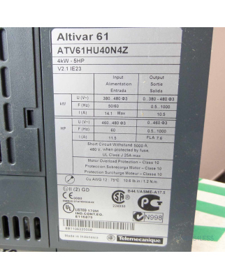 Telemecanique Frequenzumrichter ALTIVAR 61 ATV61HU40N4Z 920522 OVP