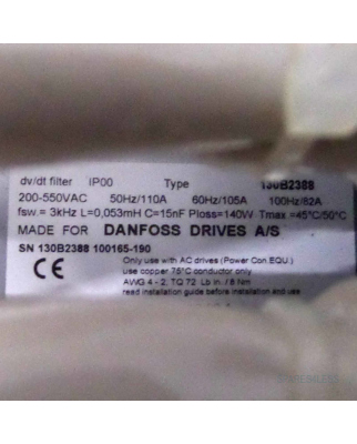 Danfoss dv/dt filter IP00 Type 130B2388 GEB