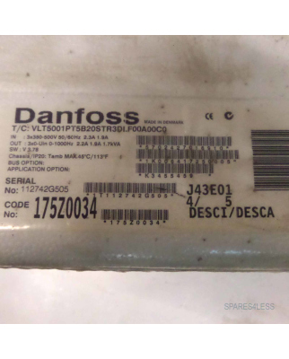 Danfoss Frequenzumrichter VLT5001PT5B20STR3DLF00A00C0 OVP