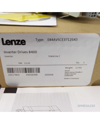 Lenze Inverter Drive 8400 E84AVSCE3712SX0 OVP
