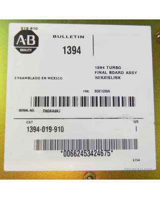 Allen Bradley 1394 Turbo Final Board 1394-019-910 GEB