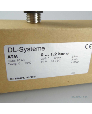 DL-SYSTEME Druckmessumformer ATM 110382 0...1.2  bar a OVP