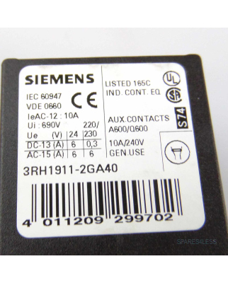 Siemens Hilfsschalterblock 3RH1911-2GA40 GEB