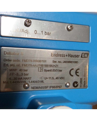 Endress+Hauser Deltabar S FMD78-WR08/101 0...1 bar  NOV