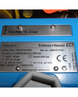 Endress+Hauser Deltabar S FMD78-X7A5/0 0...3 bar NOV