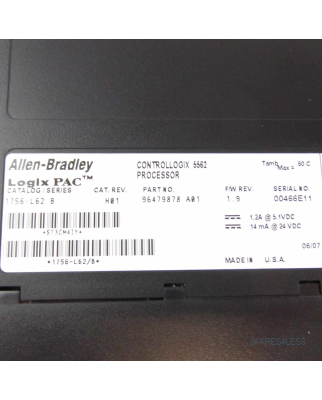 Allen Bradley Logix5562 Processor Unit 1756-L62 Ser.B...