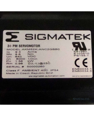 Sigmatek Servomotor AKM52K-ANC2GBB0 GEB