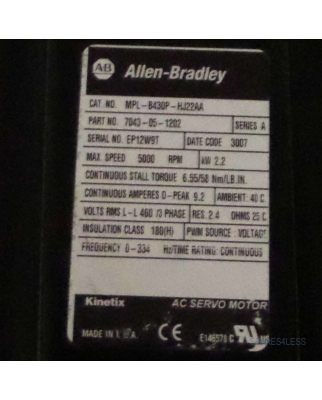 Allen Bradley Servo Motor MPL-B430P-HJ22AA GEB