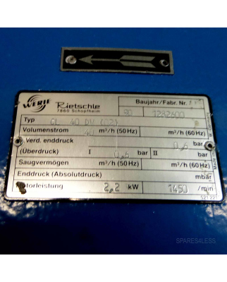 Werie Rietschle Vakuumpumpe CL40DV (02) GEB