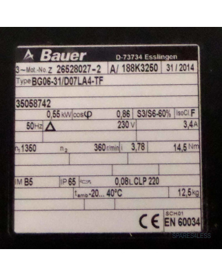 BAUER Getriebemotor BG06-31/D07LA4-TF 35058742 NOV