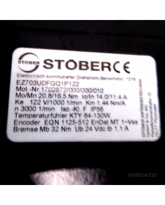Stöber Drehstrom-Servomotor EZ703UDFGQ1P122 GEB