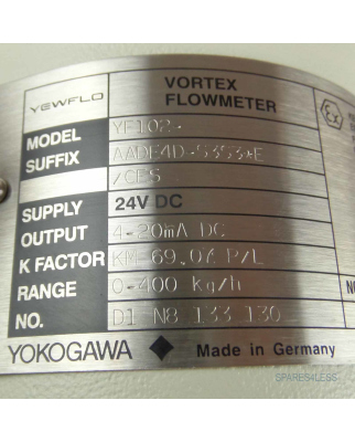 Yokogawa Durchflussmesser YF102 -AADE4D-S3S3*E/CES OVP