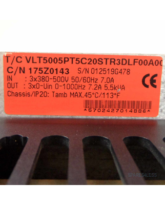 Danfoss Frequenzumrichter VLT5005PT5C20STR3DLF00A00 GEB