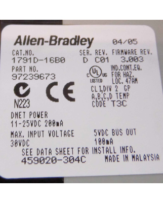 Allen Bradley I/O-Modul 1791D-16B0 97239673 GEB