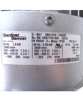 Gardner Denver ELMO-Rietschle Gebläse G-BH1 2BH1410-7HH36 GEB