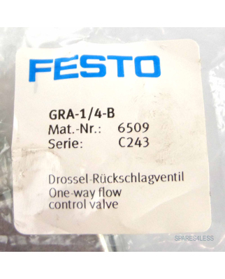 Festo Drossel-Rückschlagventil GRA-1/4-B 6509 OVP