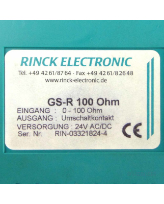 RINCK ELECTRONIC Grenzwertschalter GS-R 100 Ohm GEB