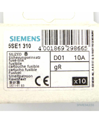 Siemens NEOZED Sicherungseinsätze 5SE1310 (10Stk.) OVP