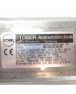 Stöber Drehstrom-Servomotor ES33 50411206/000/000-090 GEB