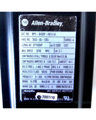 Allen Bradley Servo Motor MPL-B430P-HK24AA GEB