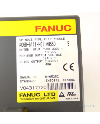 Fanuc Spindle Amplifier Module A06B-6111-H011#H550 Vers.B GEB