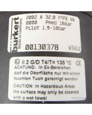 bürkert Antrieb für Schrägsitzventil Typ 2002/251-A 1 1/4" 00130378 GEB