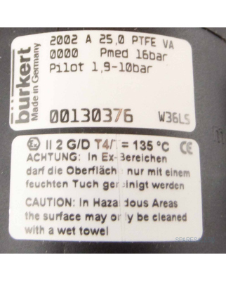 bürkert Antrieb für Schrägsitzventil Typ 2002/251-A 1" 00130376 OVP