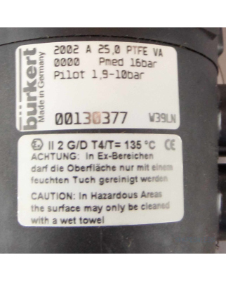 bürkert Antrieb für Schrägsitzventil Typ 2002/251-A 1" 00130377 OVP