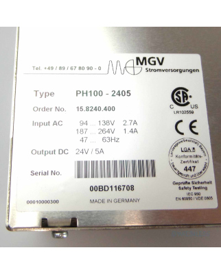 MGV Stromversorgung PH100-2405 15.8240.400 OVP