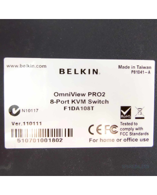 BELKIN Omniview PRO2 8 Port KVM-Switch F1DA108Tea #K2 OVP
