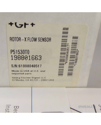 Georg Fischer Rotor-XFlow Sensor P51530T0 198801663 OVP