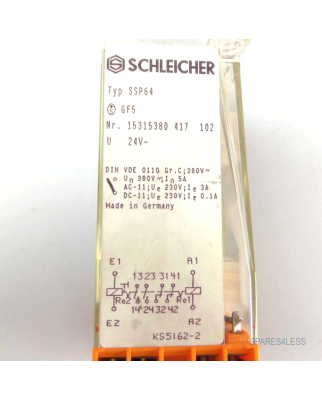 Schleicher Relais Typ SSP64 KS5162-2 GEB