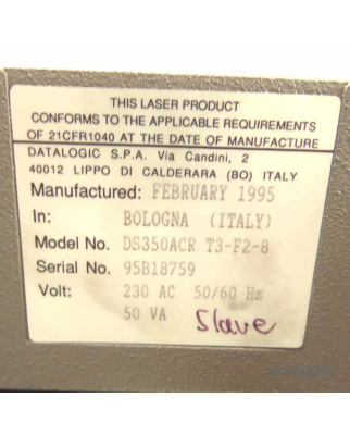 DATALOGIC Barcode Scanner DA350A DS350ACR T3-F2-8 GEB