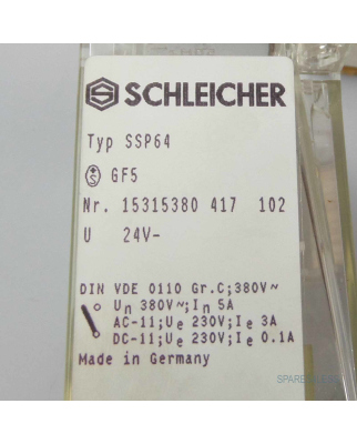 Schleicher Relais Typ SSP64 KS5162-2 OVP