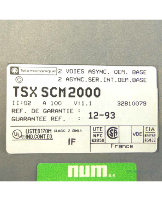 Telemecanique CPU Interface TSX SCM2000 GEB