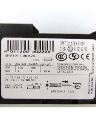 Siemens Leistungsschalter 3RV1011-0KA20 OVP