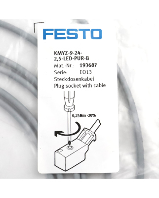 Festo Steckdosenleitung KMYZ-9-24-2,5-LED-PUR-B 193687 OVP