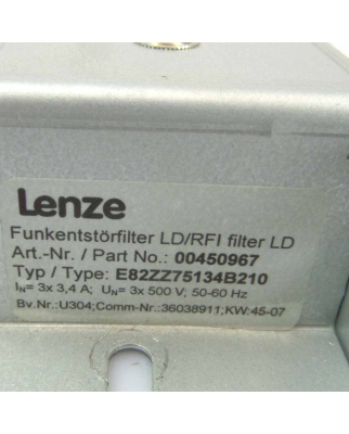 Lenze Funkentstörfilter E82ZZ75134B210 00450967 GEB